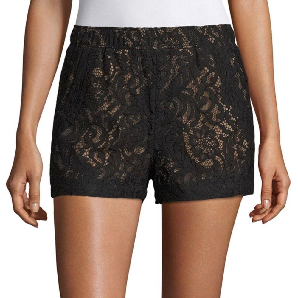 BCBG Maxazria Black and Tan Lace Shorts